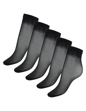 Kadın Siyah 5'li 15 Denye Mat Çorap Seti