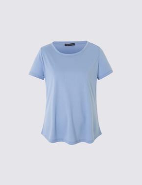 Kadın Mavi Kısa Kollu T-Shirt