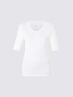 Kadın Beyaz Saf Pamuklu V Yaka T-Shirt