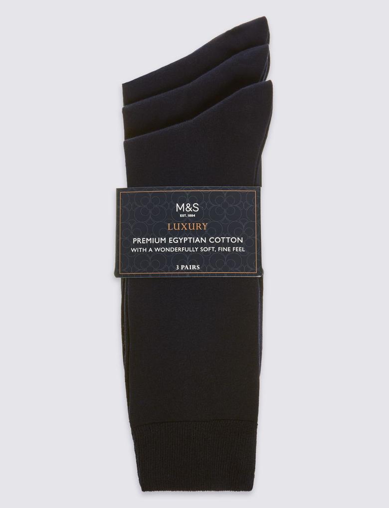 Erkek Lacivert 3'lü Luxury Egyptian Cotton Çorap Seti