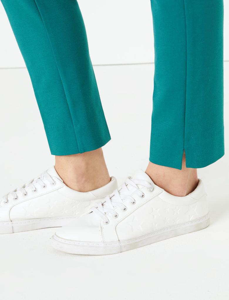 Kadın Yeşil Yan Şerit Detaylı Ponte Slim Leg Pantolon