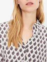 Kadın Krem Desenli Oversized Gömlek