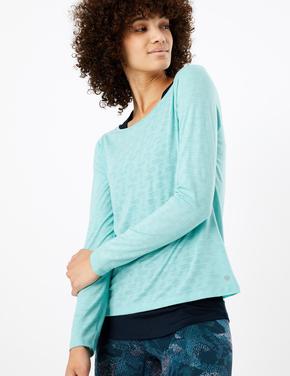 Kadın Mavi 2'li Hızlı Kuruyan Uzun Kollu T-shirt