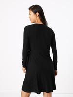 Kadın Siyah Fitilli Fit & Flare Kruvaze Elbise