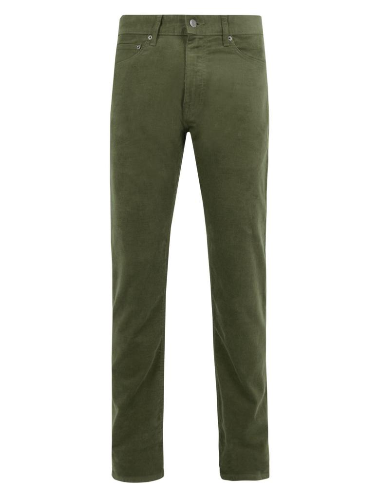 Erkek Yeşil Slim Fit 5 Cepli Kadife Pantolon