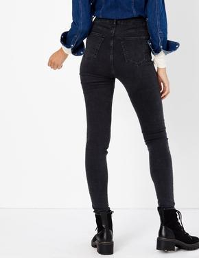 Kadın Siyah Tencel™ Yüksek Belli Skinny Jean