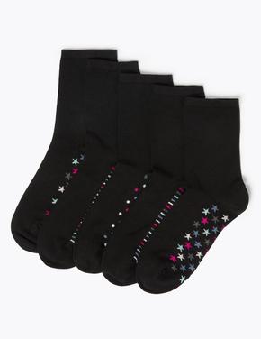 Siyah 5'li Desenli Sumptuously Soft™ Çorap Seti Marks And Spencer