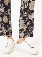 Kadın Siyah Çiçek Desenli Tapered Ankle Pantolon