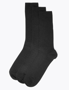 Erkek Siyah 3'lü Yünlü Çorap Seti
