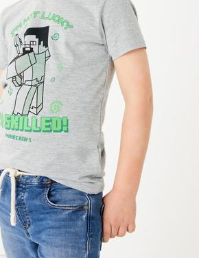 Erkek Çocuk Gri Minecraft™ Sloganlı T-Shirt