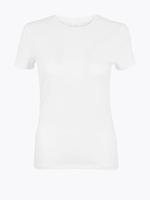 Kadın Beyaz Yuvarlak Yaka Kısa Kollu T-Shirt