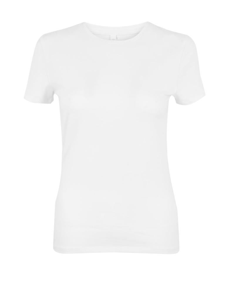 Kadın Beyaz Yuvarlak Yaka Kısa Kollu T-Shirt