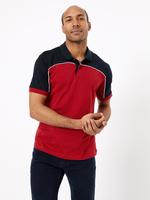Erkek Kırmızı Luxury Supima® Renk Bloklu Polo Yaka T-Shirt