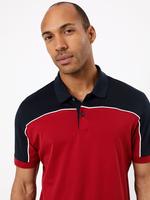 Erkek Kırmızı Luxury Supima® Renk Bloklu Polo Yaka T-Shirt