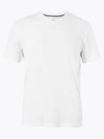  Beyaz Saf Pamuklu V Yaka T-Shirt