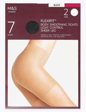 Kadın Siyah 2'li Flexifit™ 7 Denye Külotlu Çorap Seti