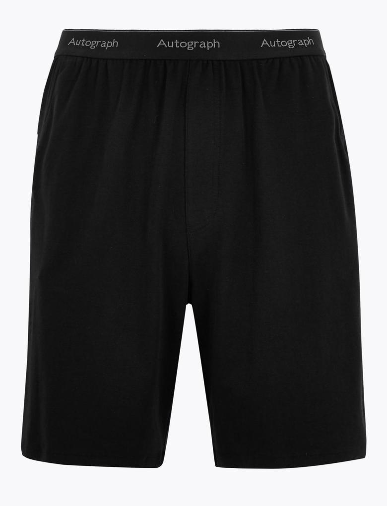 Erkek Siyah Luxury Supersoft Supima® Şort Pijama Altı