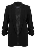Kadın Siyah Büzgü Detaylı Blazer Ceket