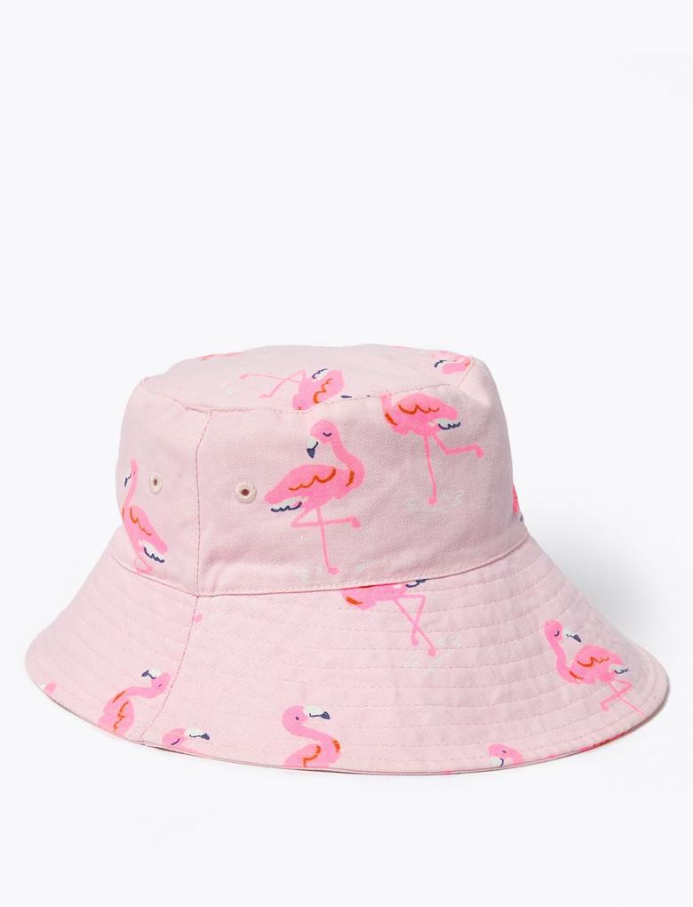 Çocuk Pembe 2'li Flamingo Desenli Şapka
