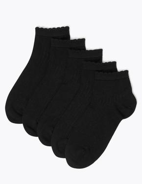 Kadın Siyah 5'li Fitil Detaylı Çorap Seti