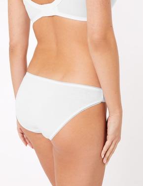 Kadın Beyaz 5'li Cotton Lycra® Bikini Külot Seti