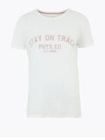 Kadın Beyaz Saf Pamuklu Sloganlı T-Shirt