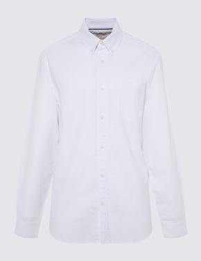 Erkek Beyaz Saf Pamuklu Oxford Gömlek