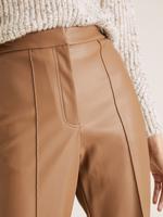 Kadın Kahverengi Suni Deri 7/8 Straight Leg Pantolon
