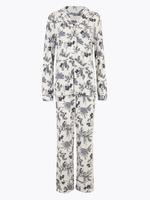 Kadın Beyaz Modal Karışımlı Desenli Pijama Takımı