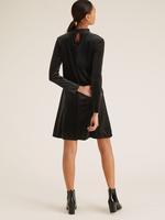 Kadın Siyah Uzun Kollu Kadife Mini Elbise