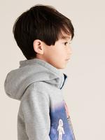 Erkek Çocuk Gri Roket Desenli Kapüşonlu Sweatshirt (2-7 Yaş)