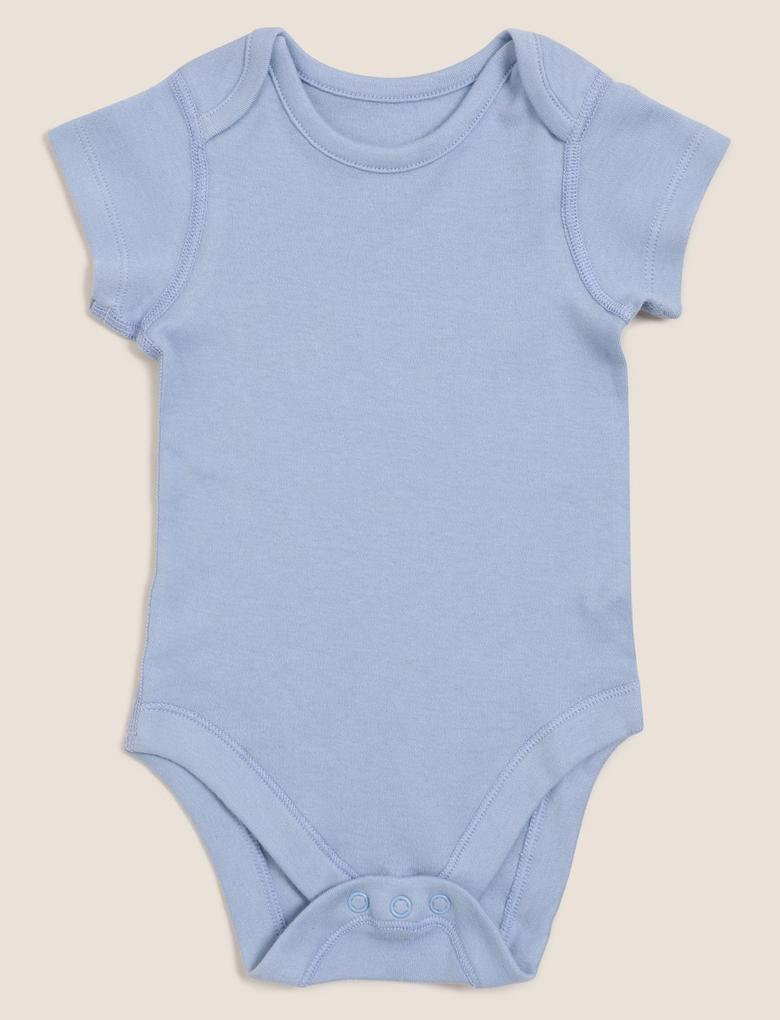 Bebek Mavi Saf Pamuklu 7'li Bodysuit (0-3 Yaş)