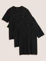 Erkek Siyah 3'lü Saf Pamuklu T-Shirt Seti