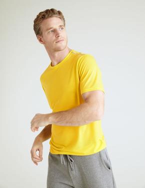 Erkek Sarı Yumuşak Dokulu Kısa Kollu T-shirt