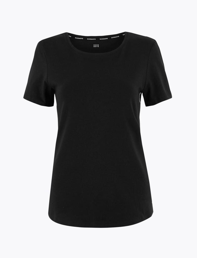 Kadın Siyah Regular Fit Kısa Kollu T-Shirt