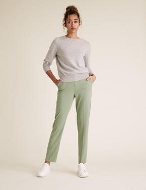 Kadın Yeşil Slim Fit Ankle Grazer Pantolon