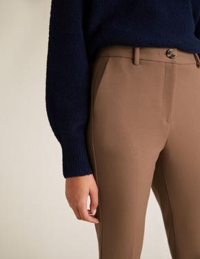 Kadın Kahverengi Slim Fit Flared Pantolon