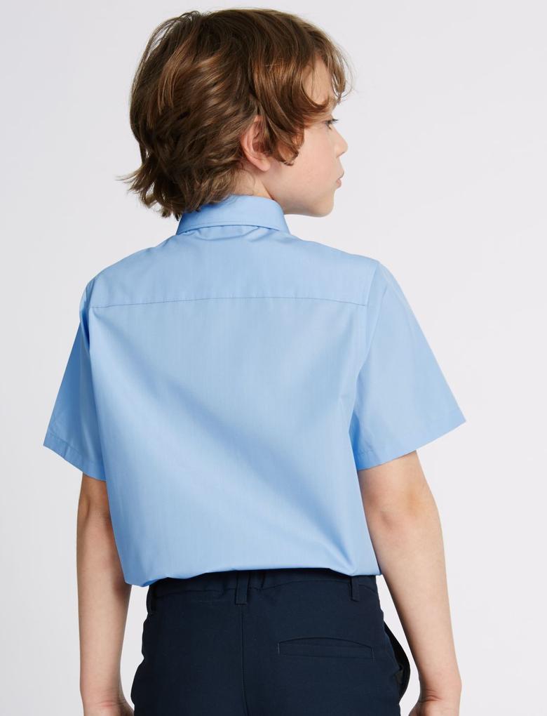 Çocuk Mavi 2'li Ütü Gerektirmeyen Gömlek