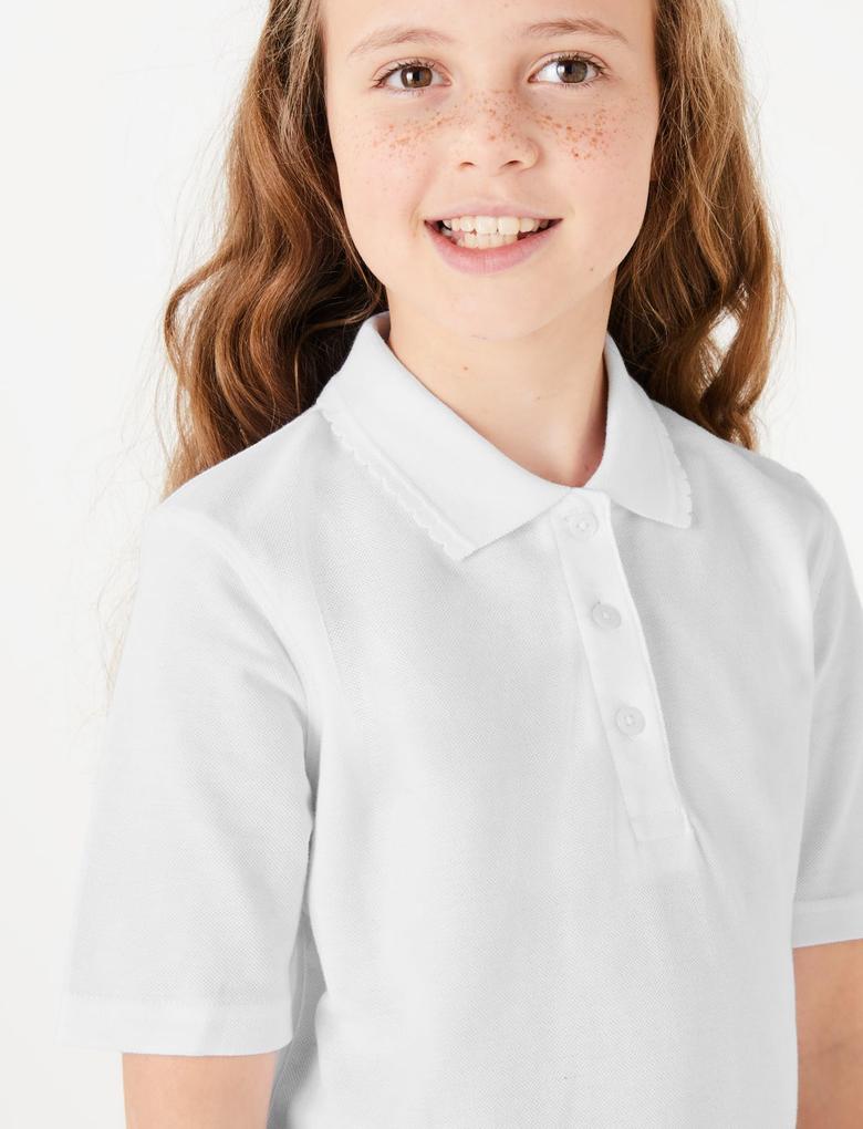 Çocuk Beyaz Saf Pamuklu 2'li Polo Yaka T-Shirt (2-16 Yaş)