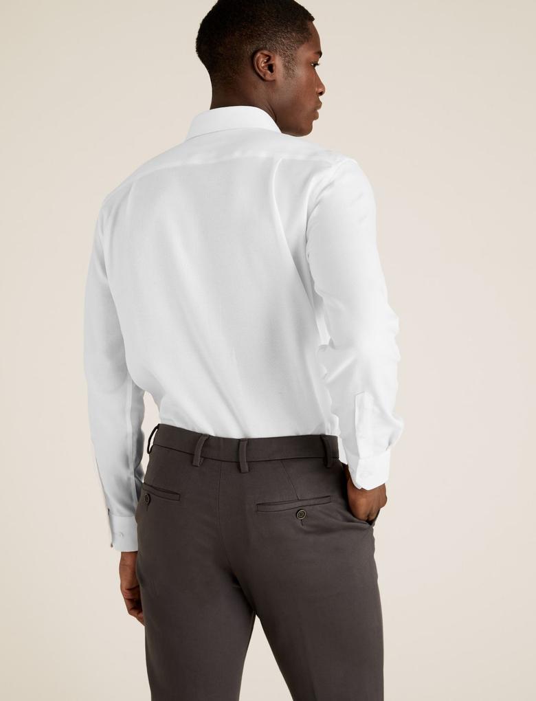 Erkek Beyaz Ütü Gerektirmeyen Regular Fit Gömlek