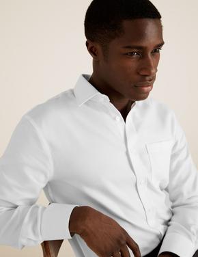 Erkek Beyaz Ütü Gerektirmeyen Regular Fit Gömlek
