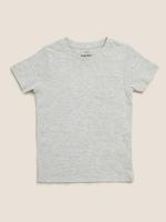 Erkek Çocuk Gri Saf Pamuklu Kısa Kollu T-Shirt (2-7 Yaş)