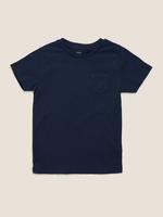 Erkek Çocuk Lacivert Saf Pamuklu Kısa Kollu T-Shirt (2-7 Yaş)