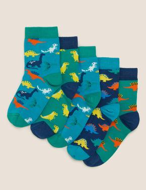 Çocuk Multi Renk 5'li Dinozor Desenli Çorap