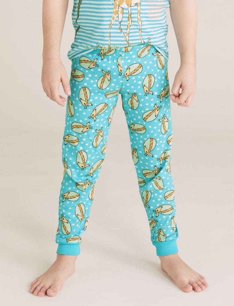 Çocuk Mavi Roald Dahl™ & NHM Baskılı Unisex Pijama Takımı