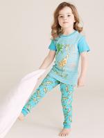 Çocuk Mavi Roald Dahl™ & NHM Baskılı Unisex Pijama Takımı