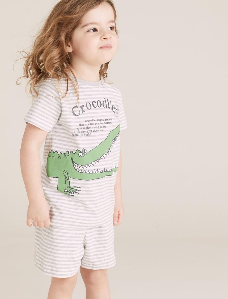 Çocuk Multi Renk Timsah Desenli Pijama Takımı