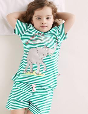 Çocuk Multi Renk Fil Baskılı Unisex Pijama Takımı