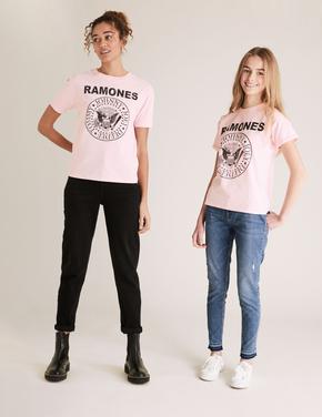 Kadın Pembe Pamuklu Slogan Desenli T-Shirt