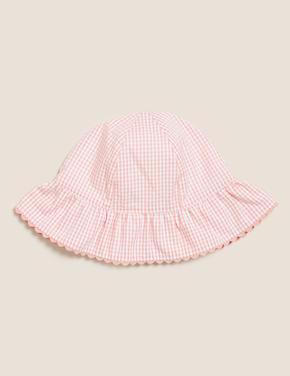 Kız Çocuk Pembe Kareli Şapka